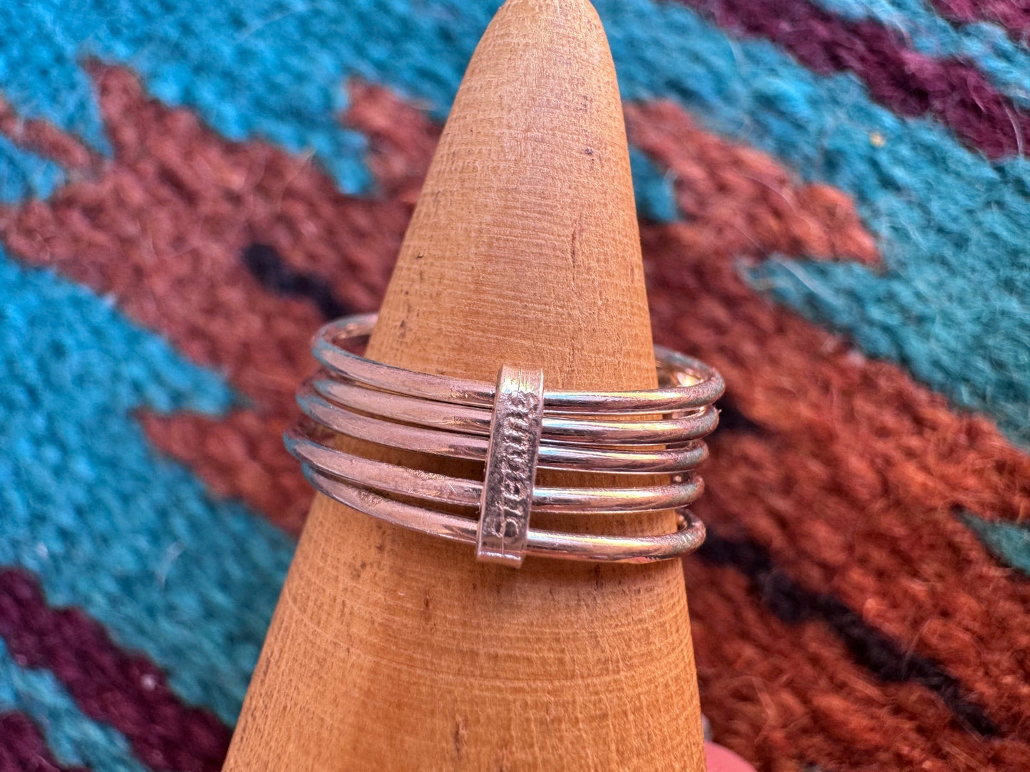 Handcrafted Sterling Silver & Turquoise 5 Stacker Ring -DS