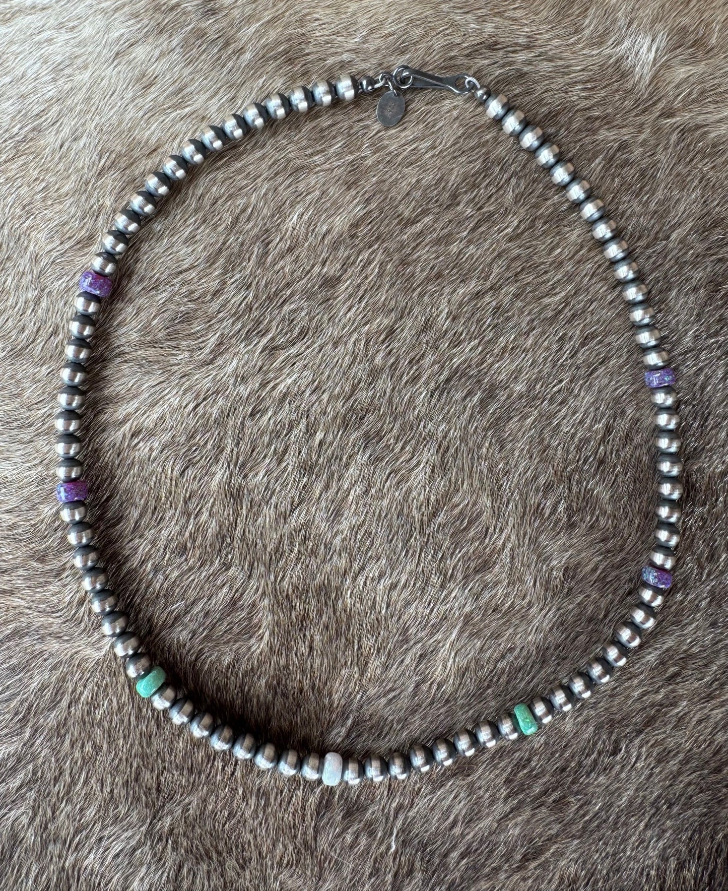 Handcrafted Fire Opal Collection & Sterling Silver Pearl Beaded 5mm Necklace 16" -DS