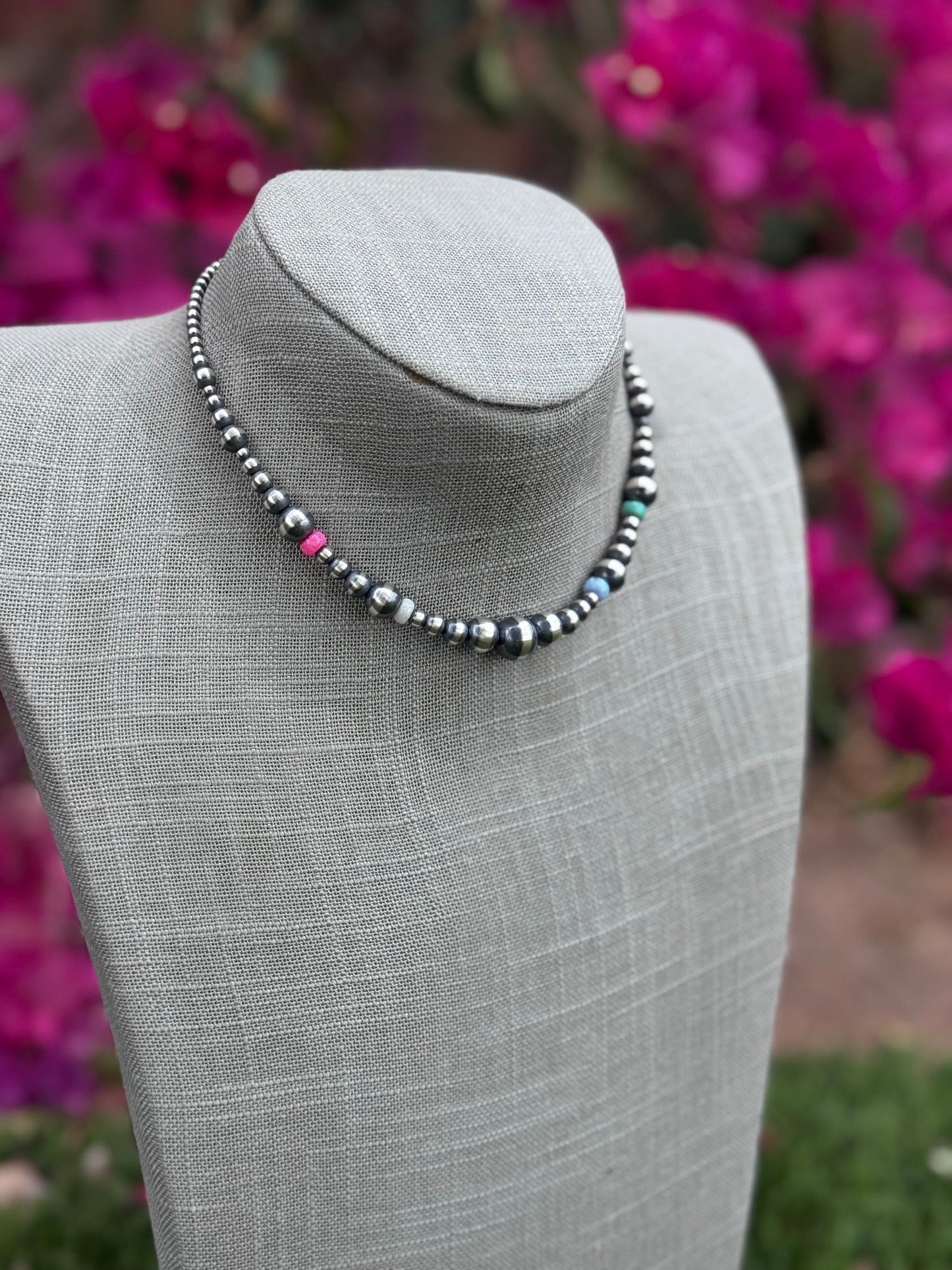 Handcrafted Fire Opal Collection & Sterling Silver Pearl Beaded 3-10mm Necklace 14"-DS