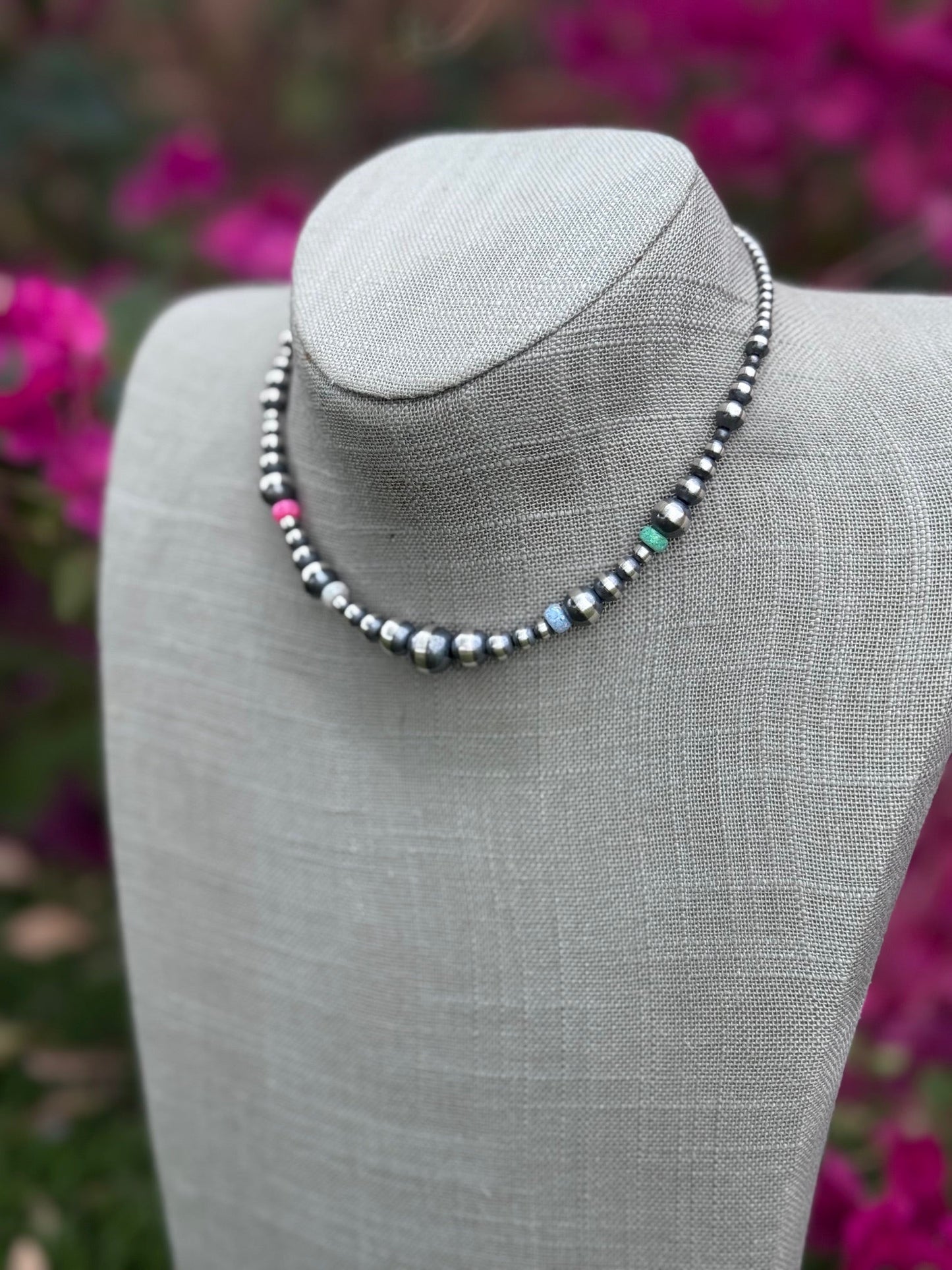 Handcrafted Fire Opal Collection & Sterling Silver Pearl Beaded 3-10mm Necklace 14"-DS