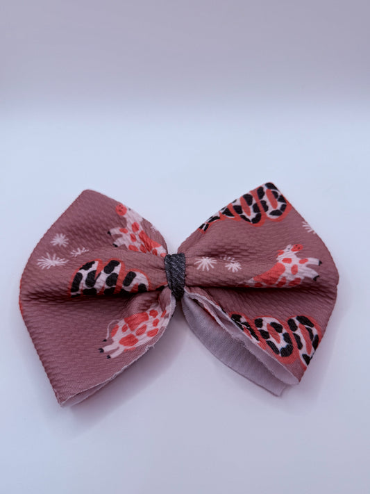Pink Moo Cow 5'' Bow Clip -RTS