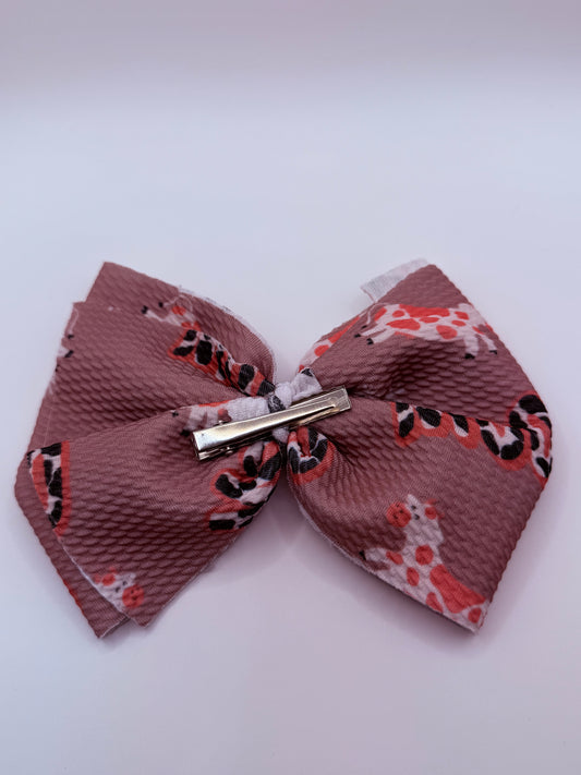Pink Moo Cow 5'' Bow Clip -RTS