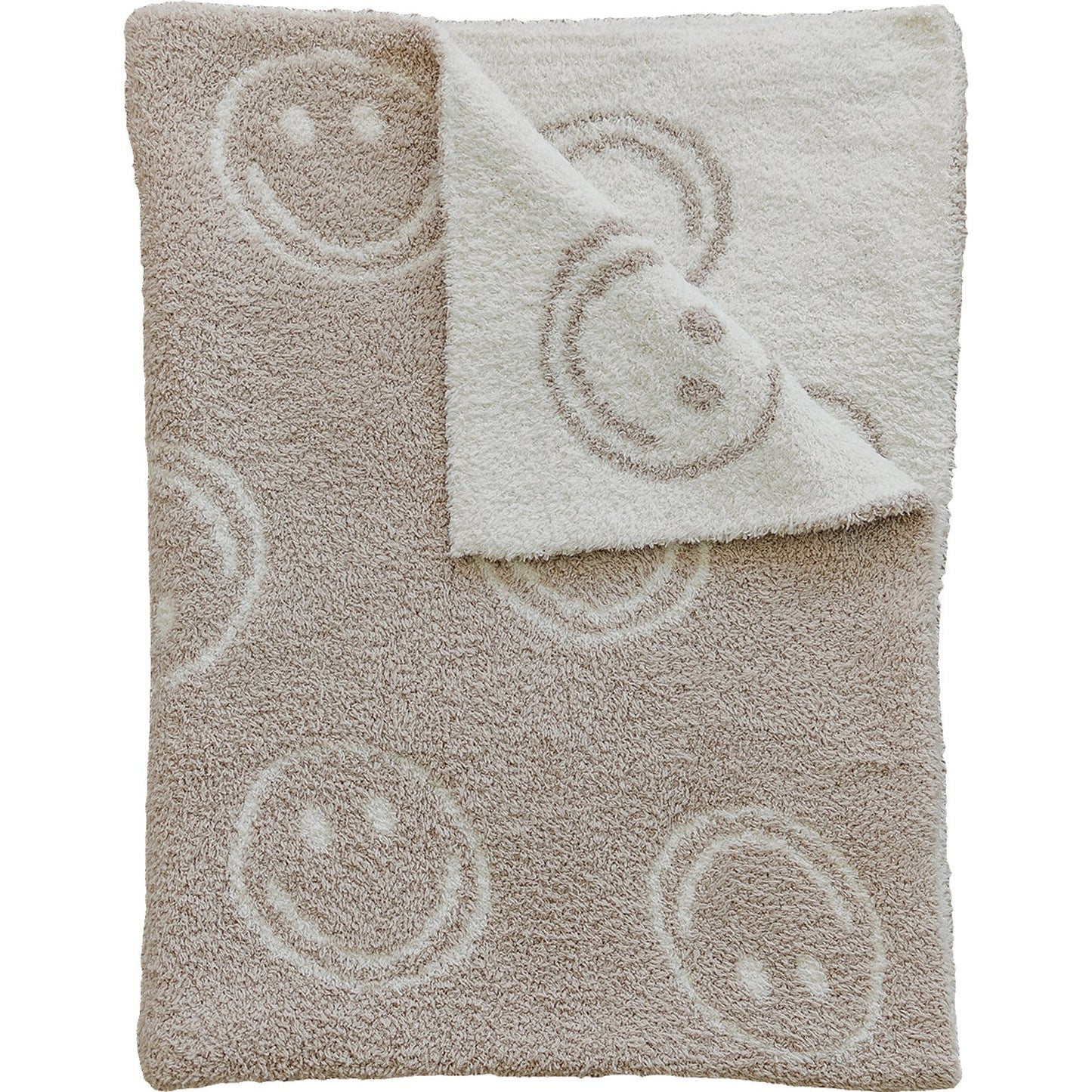 DS- Smiley Taupe Plush Blanket