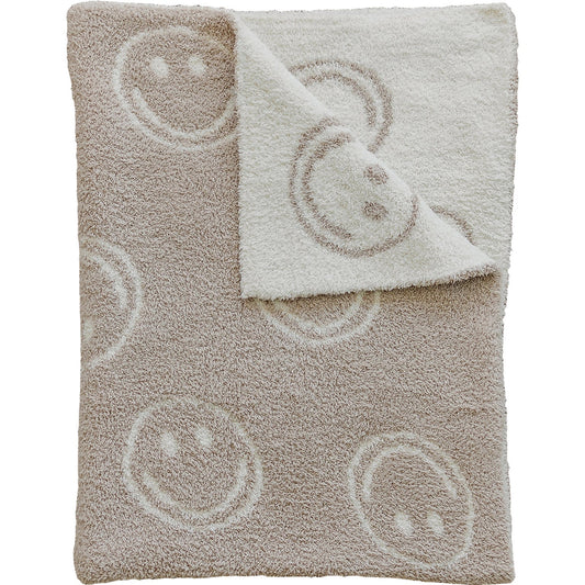 DS- Smiley Taupe Plush Blanket
