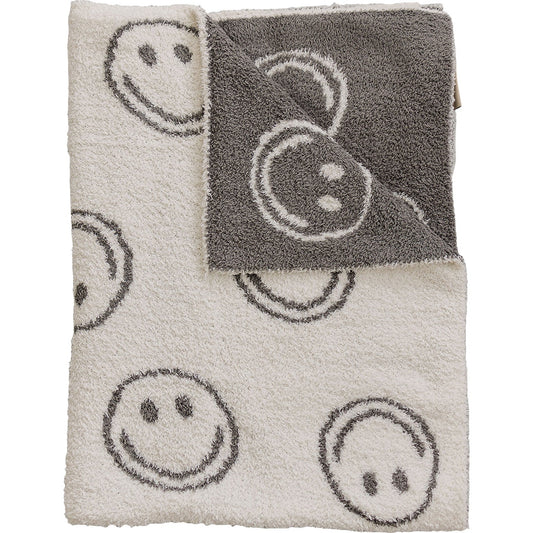 DS- Charcoal Smiley Plush Blanket