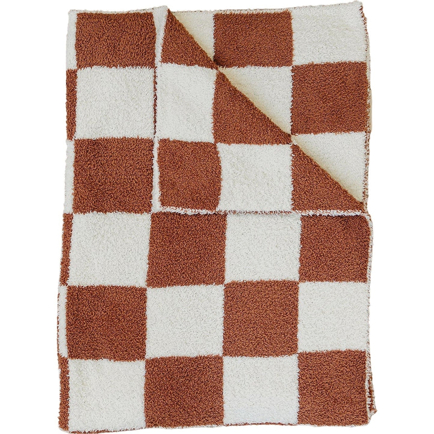 DS- Rust Checkered Plush Blanket