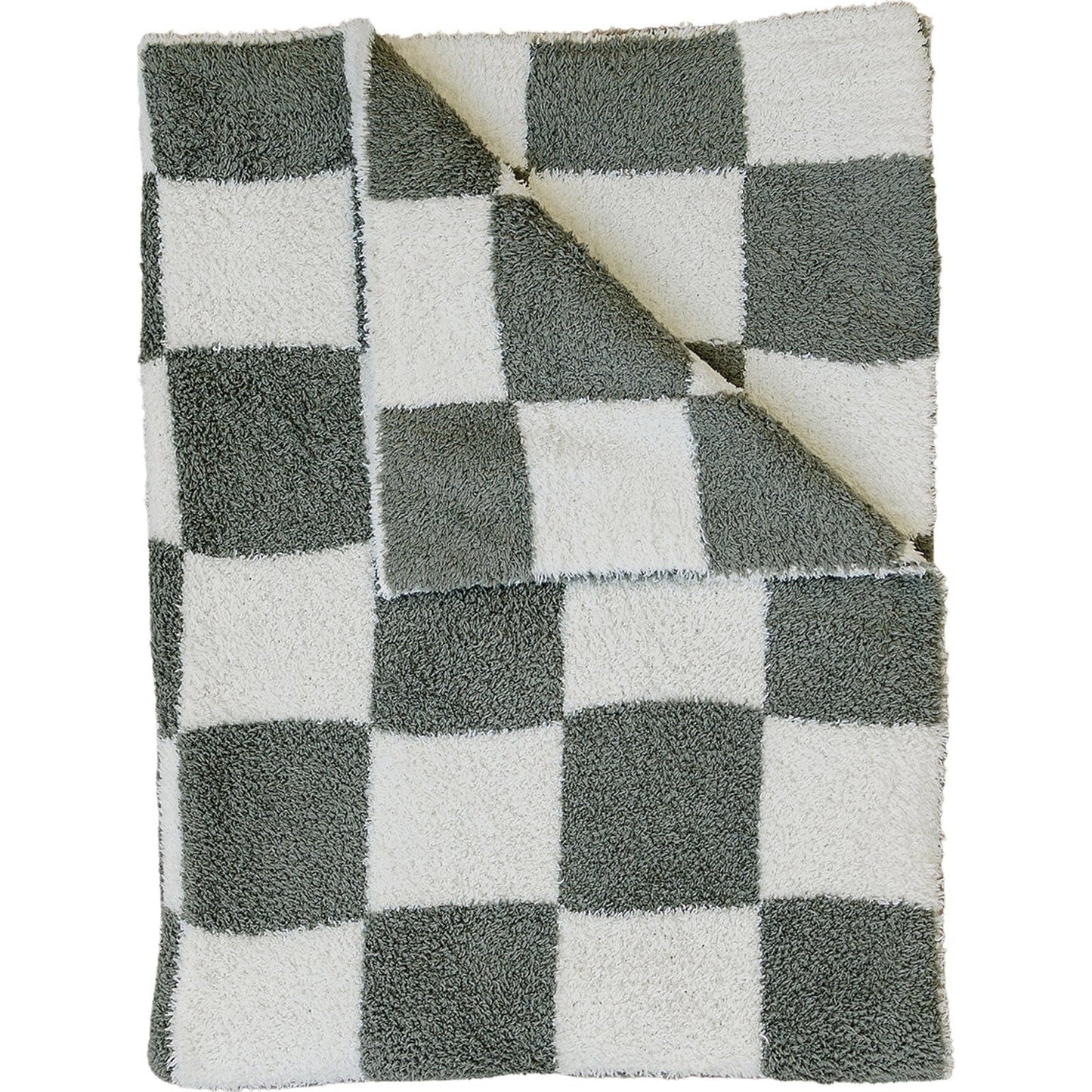 DS-Green Checkered Plush Blanket