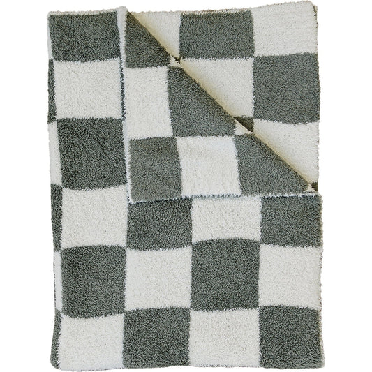 DS-Green Checkered Plush Blanket