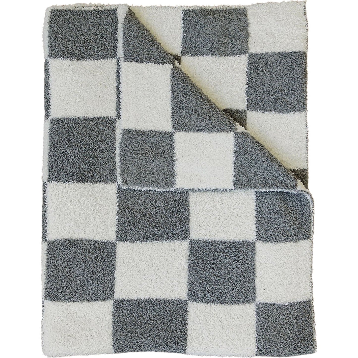 DS- Charcoal Checkered Plush Blanket