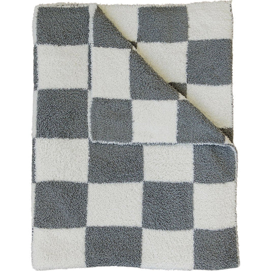 DS- Charcoal Checkered Plush Blanket