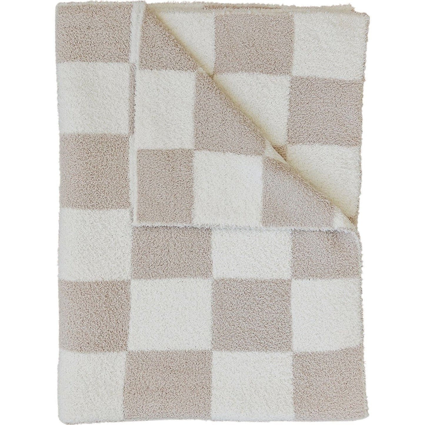 DS- Taupe Checkered Plush Blanket