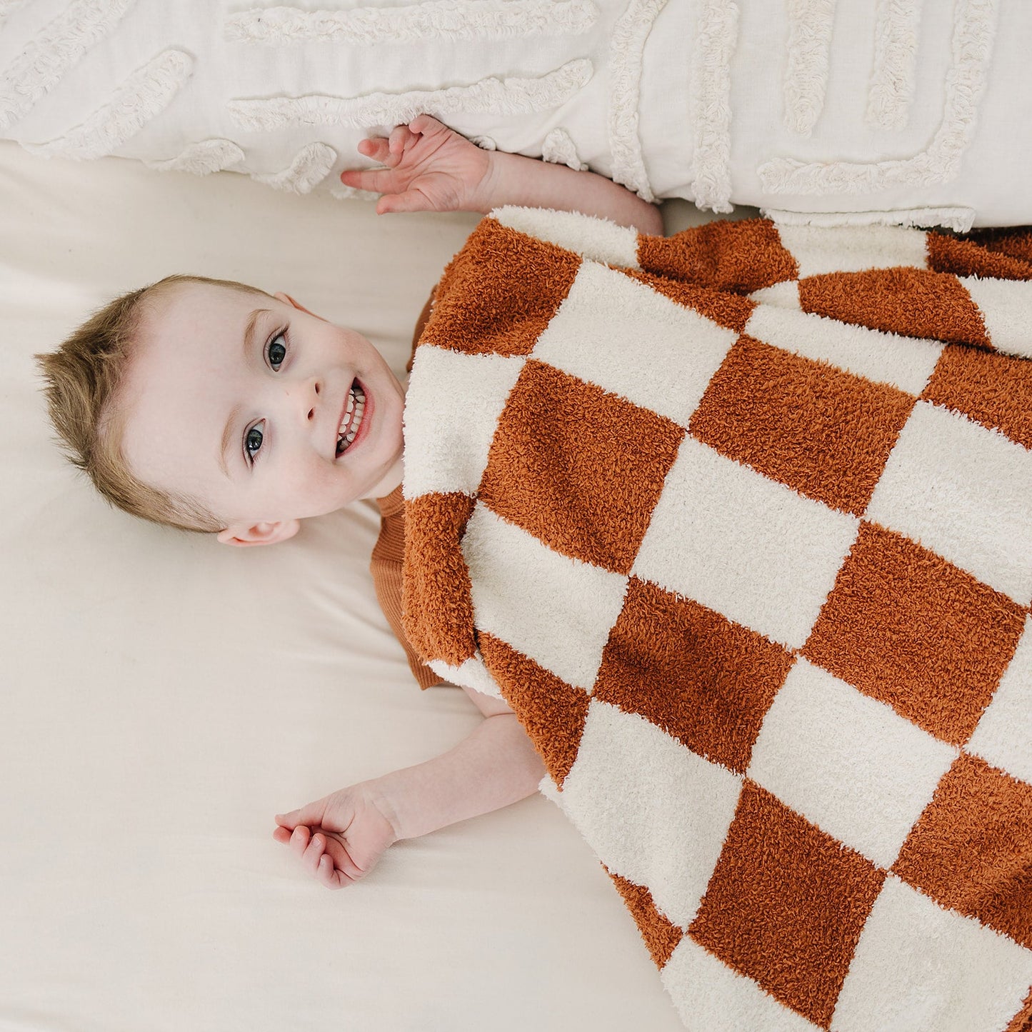 DS- Rust Checkered Plush Blanket