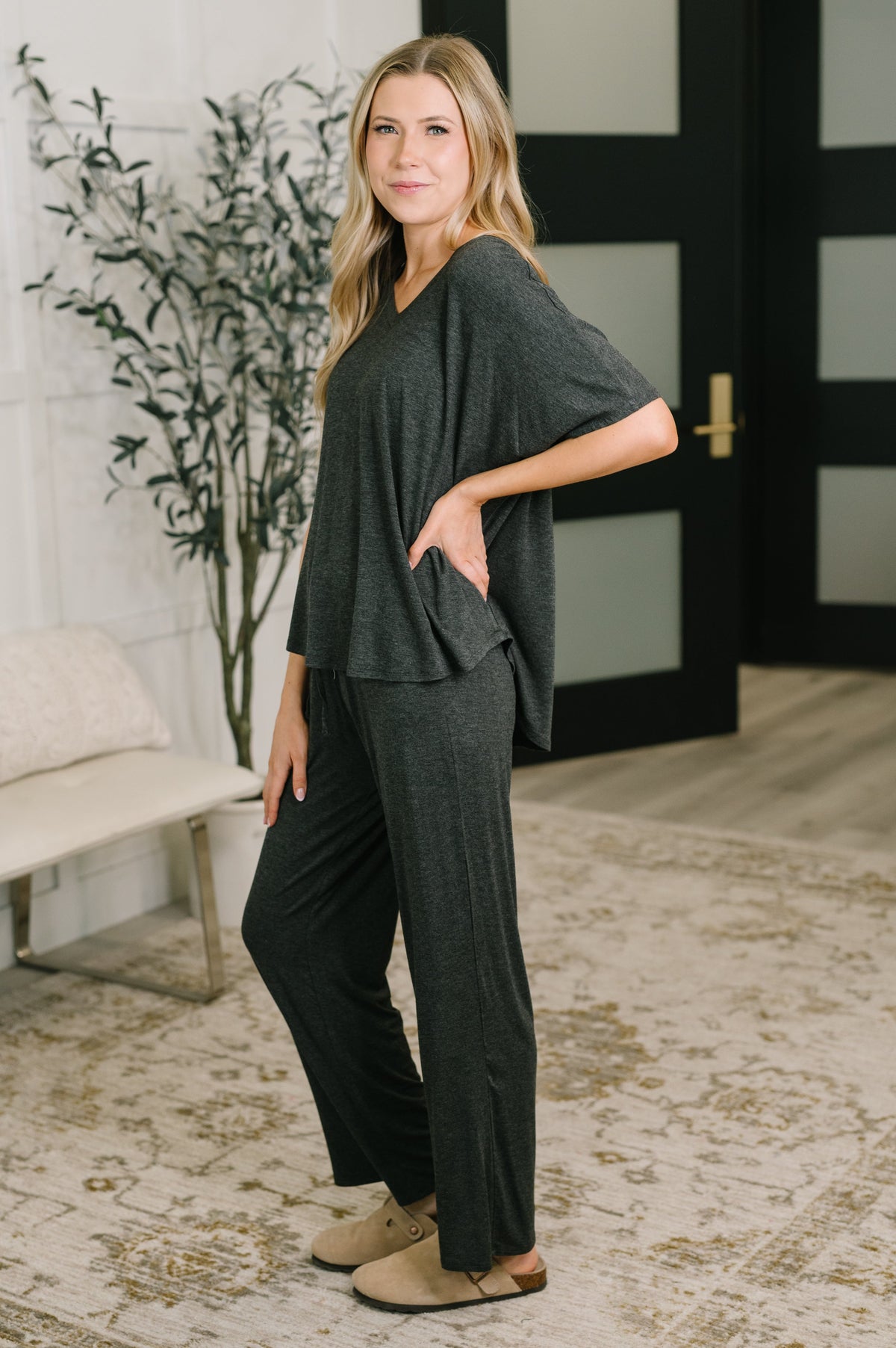 Ol' Reliable Top and Bottom Lounge Set in Charcoal -DS