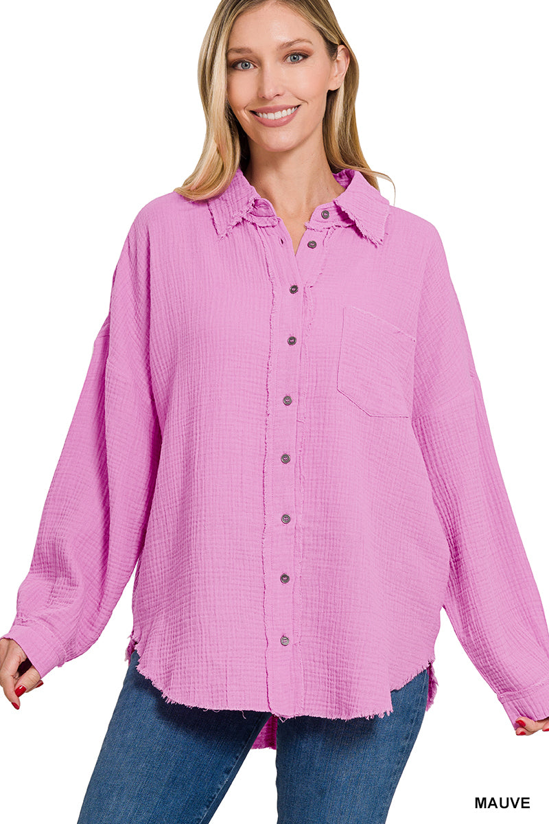 DS- Mauve - Button Down Linen Top
