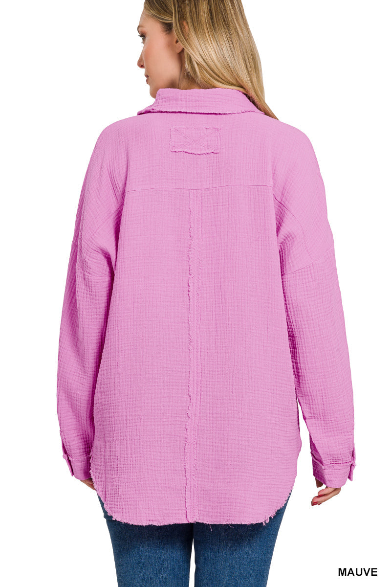 DS- Mauve - Button Down Linen Top