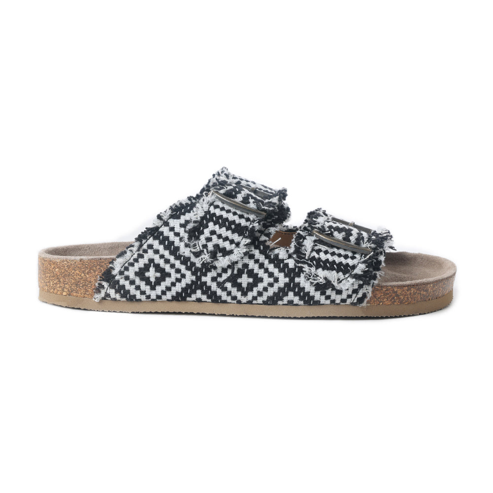 Ridge Denim Sandals in Black & White -DS
