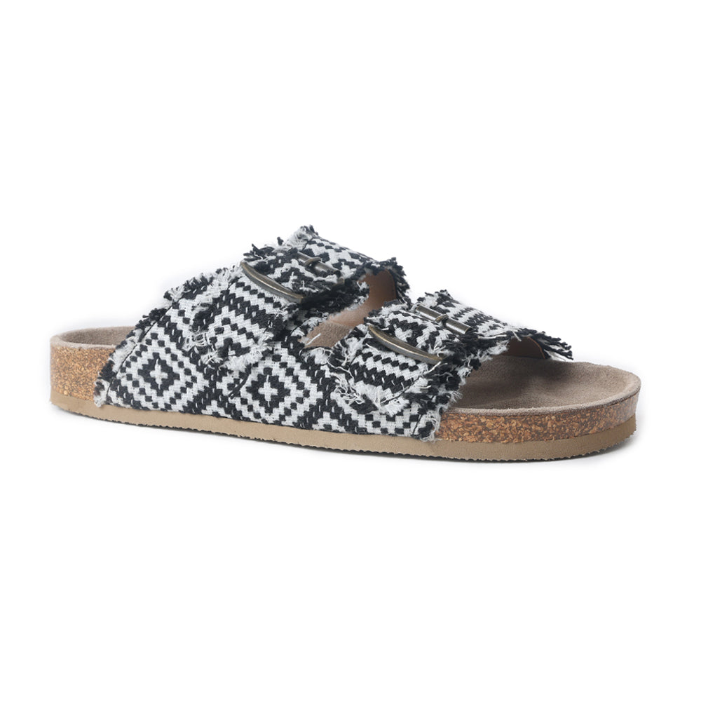 Ridge Denim Sandals in Black & White -DS
