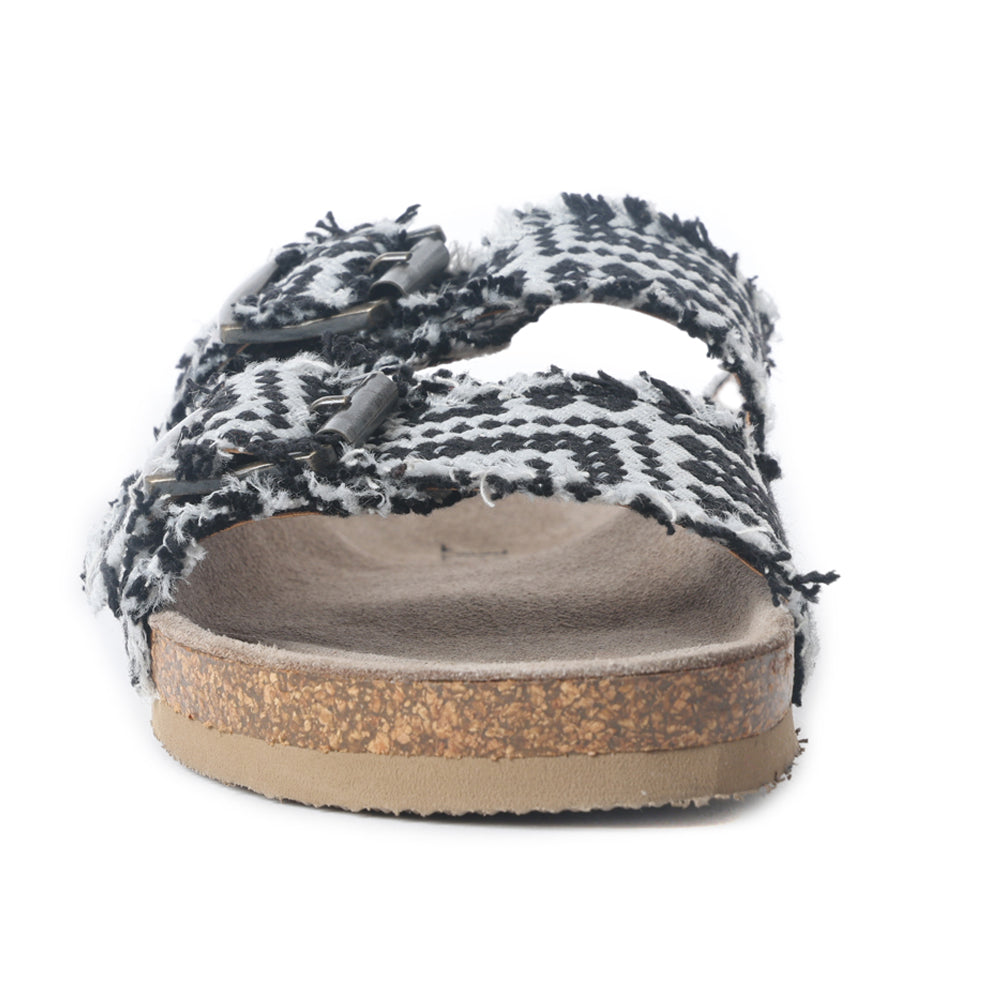 Ridge Denim Sandals in Black & White -DS