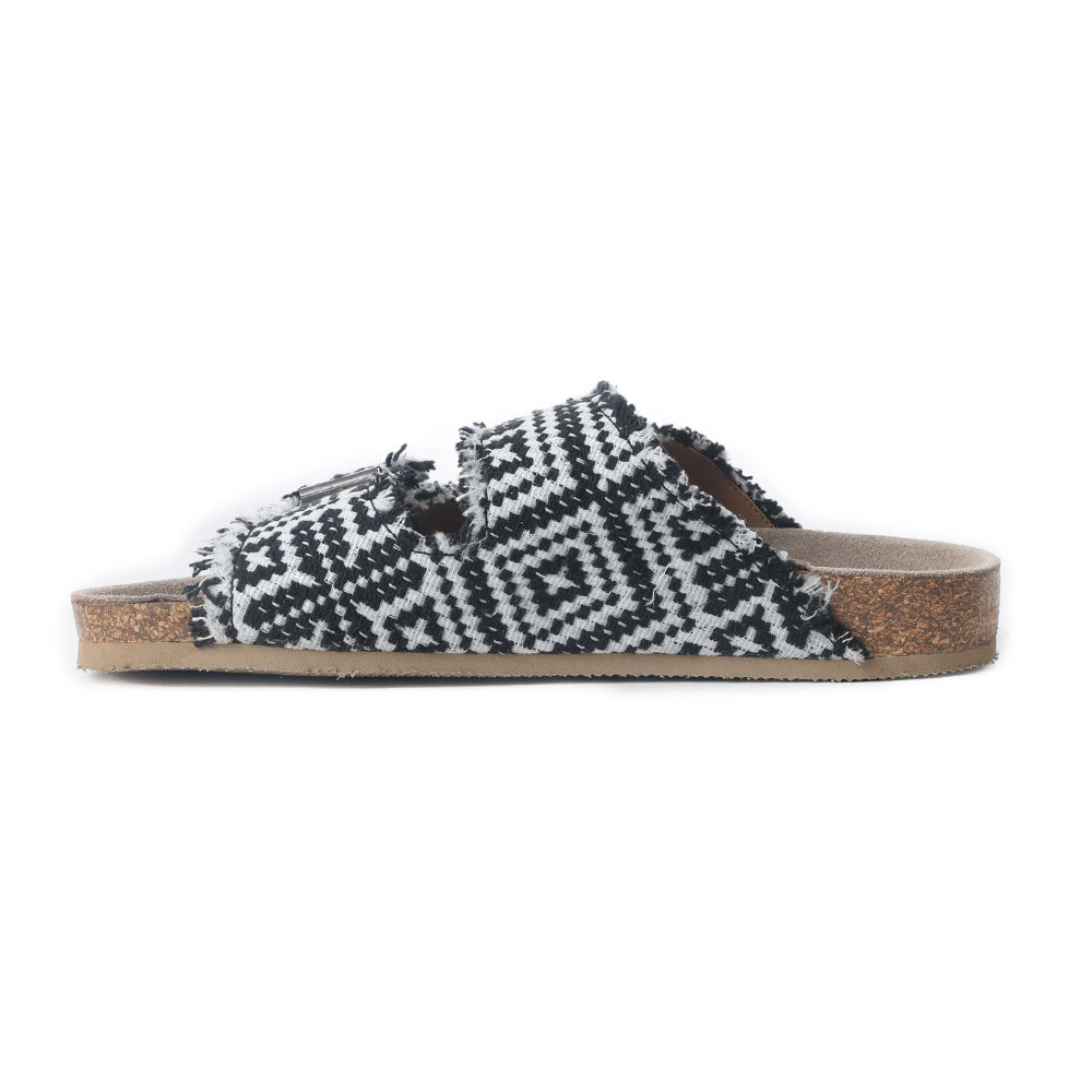 Ridge Denim Sandals in Black & White -DS