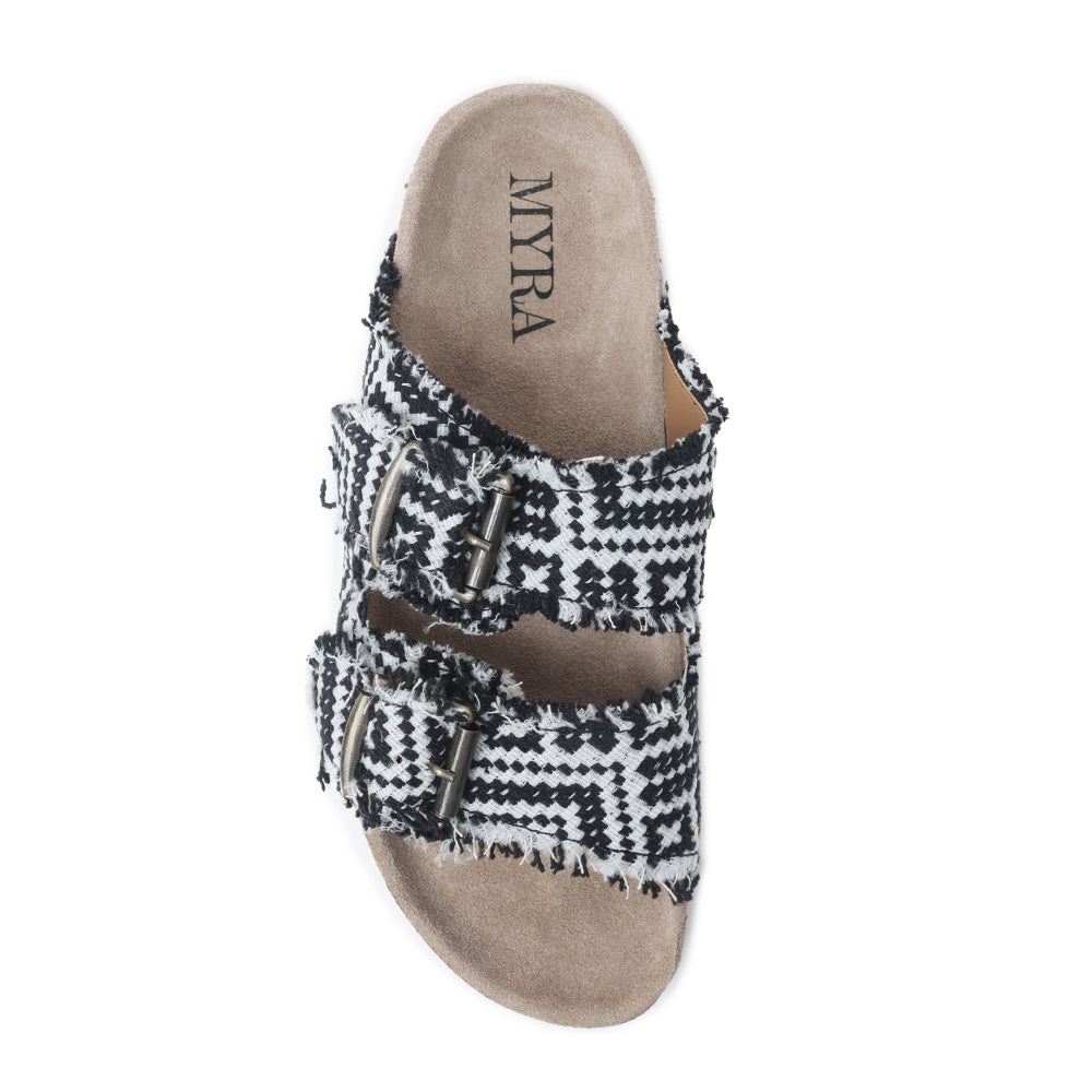 Ridge Denim Sandals in Black & White -DS