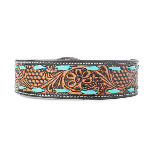 Turquoise Trail Cowboy Dog Collar in Black -DS