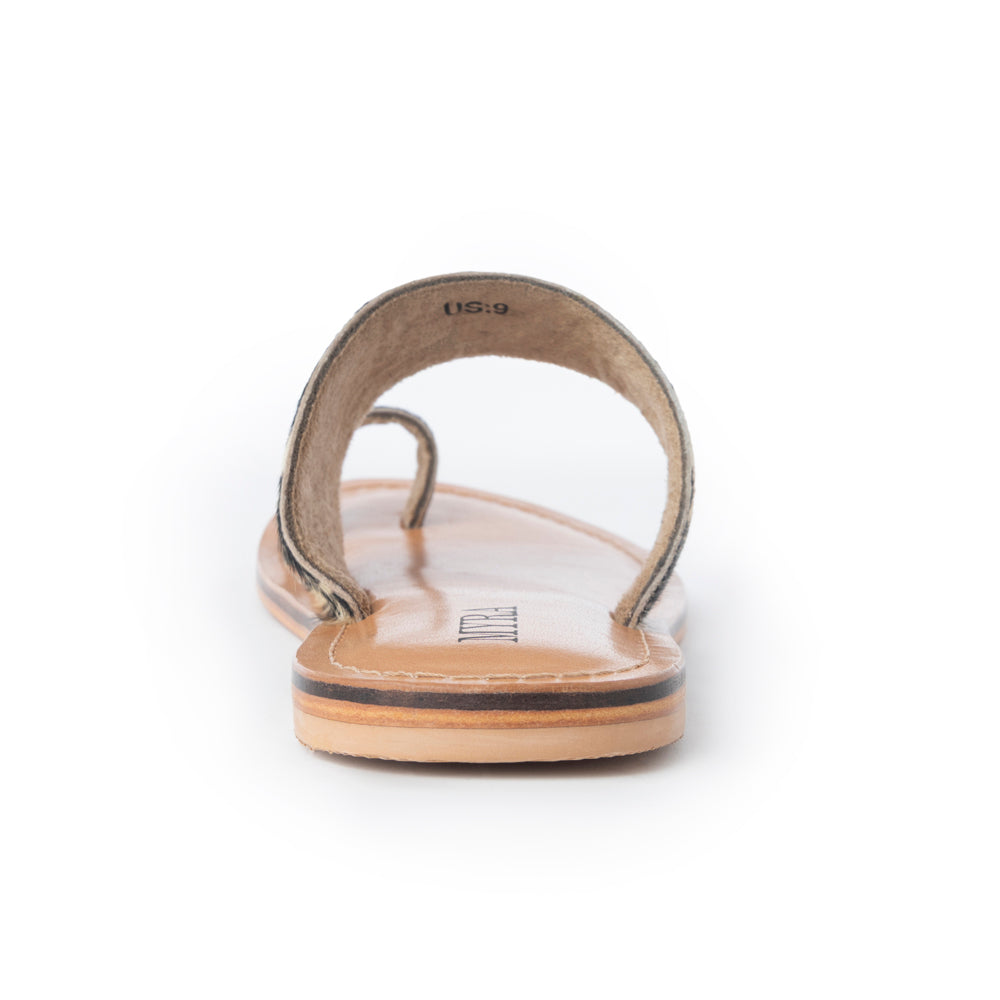 Myra Cattle Trail Hairon Leather Sandals in Ivory Cowhide -DS