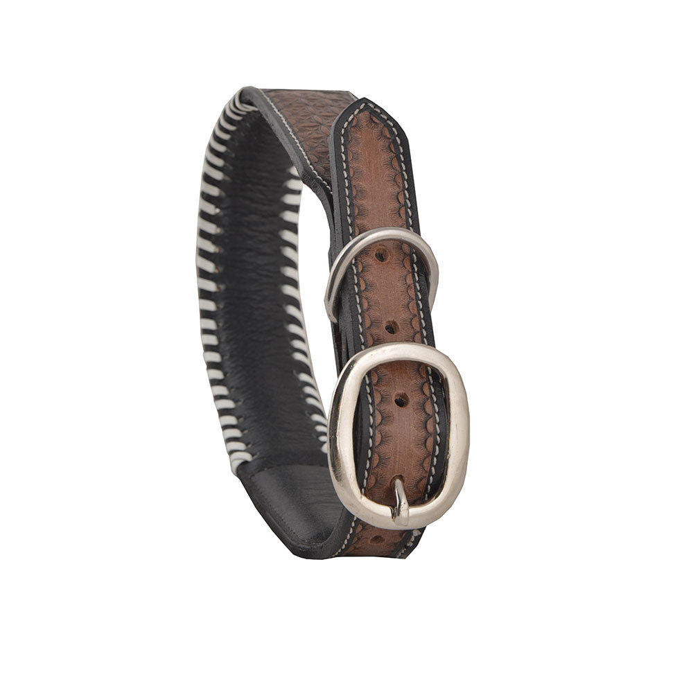 Oxy Daisy Hand-Tooled Leather Dog Collar -DS