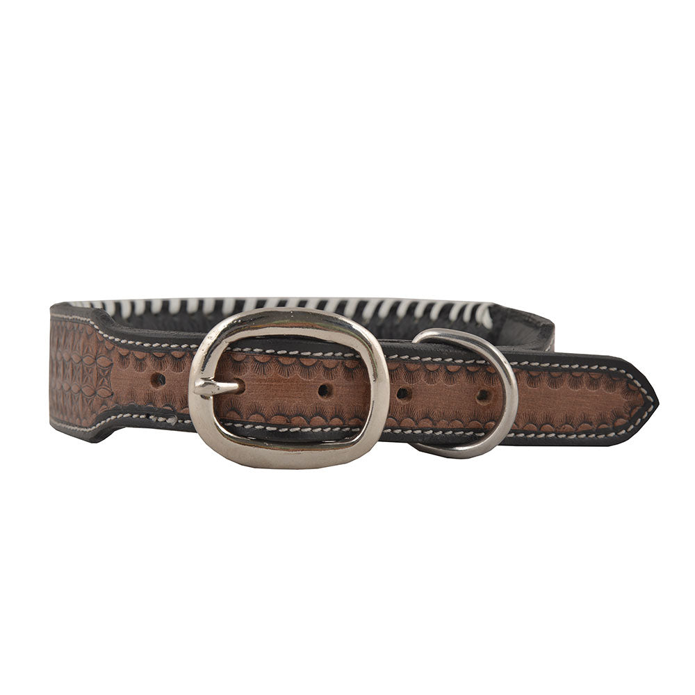 Oxy Daisy Hand-Tooled Leather Dog Collar -DS