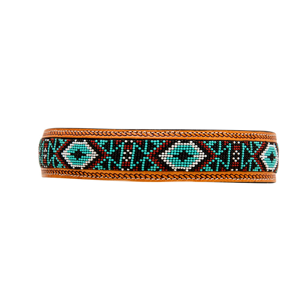 Whizter Hand-Tooled Beaded Dog Collar -DS