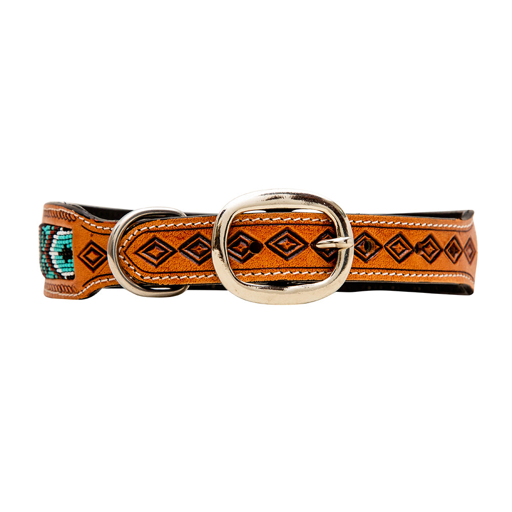 Whizter Hand-Tooled Beaded Dog Collar -DS