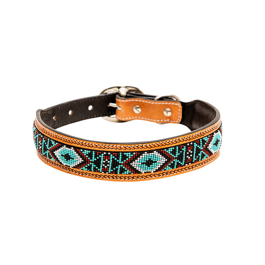 Whizter Hand-Tooled Beaded Dog Collar -DS