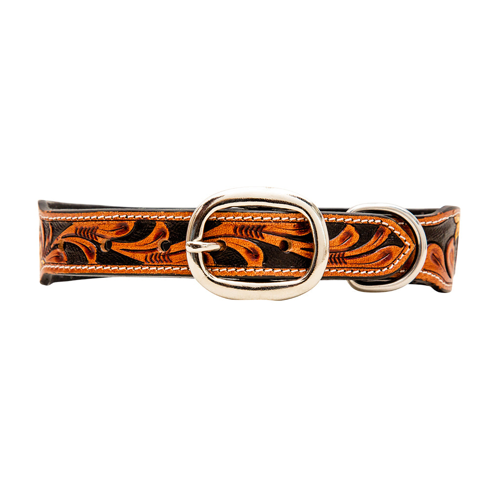 Zoomper Hand-Tooled Leather Dog Collar -DS
