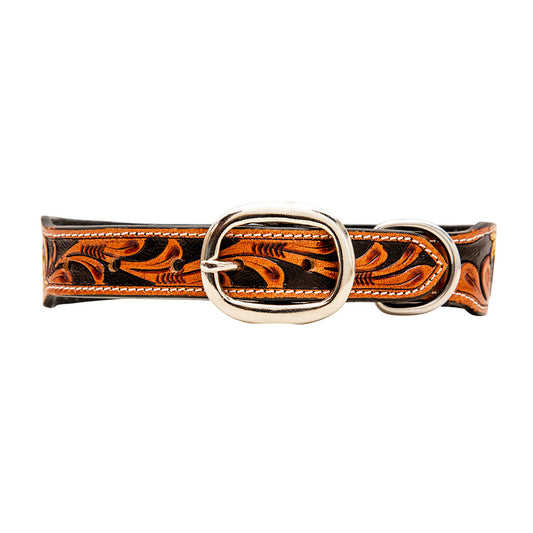 Zoomper Hand-Tooled Leather Dog Collar -DS