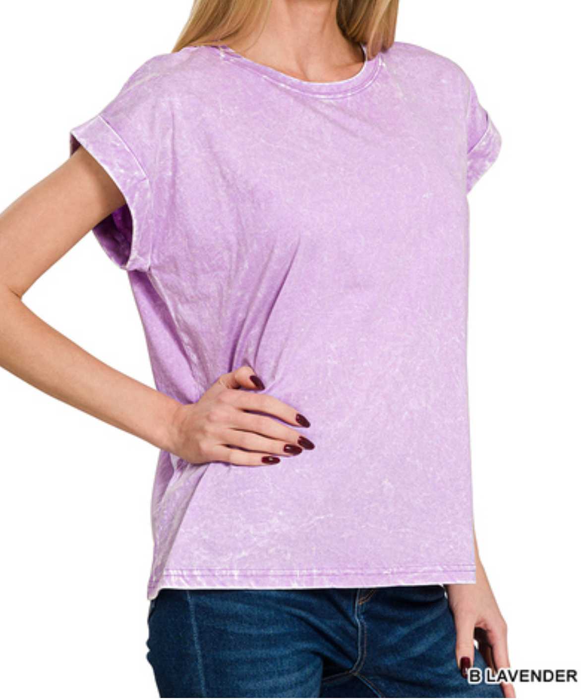 DS- Lavender Crinkle Washed Short Sleeve Top