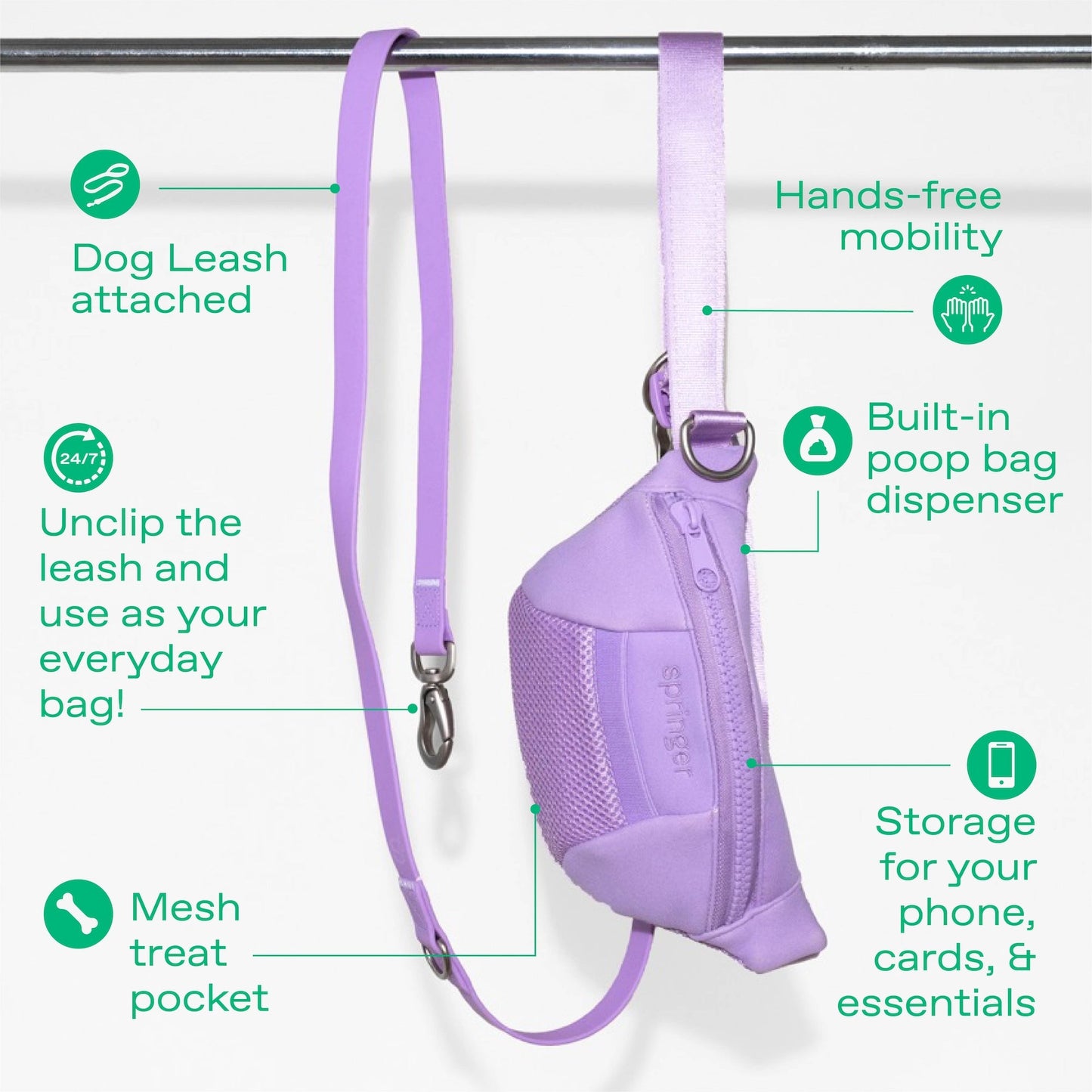 DS- Hands-Free Neoprene Dog Sling Bag with Leash