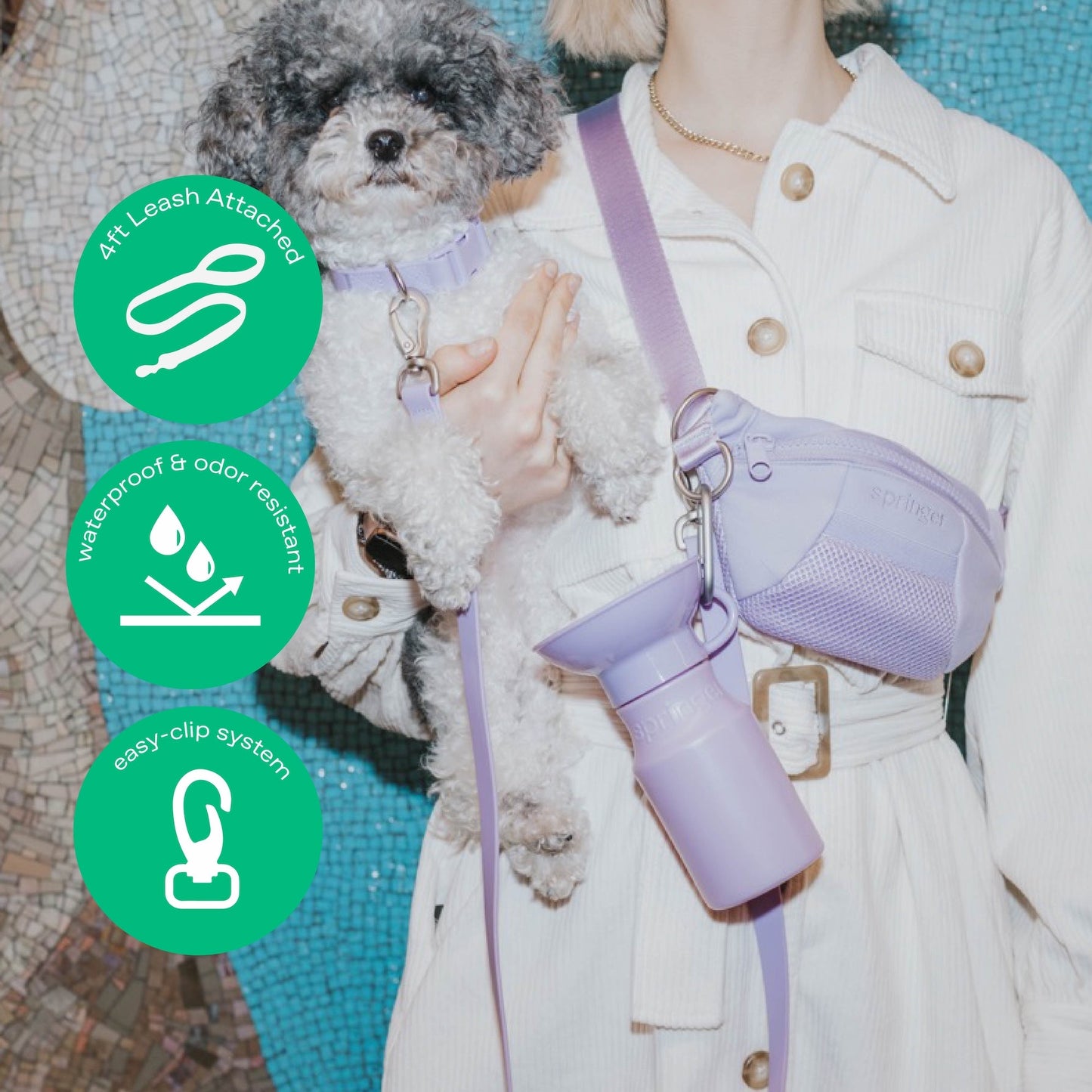 DS- Hands-Free Neoprene Dog Sling Bag with Leash