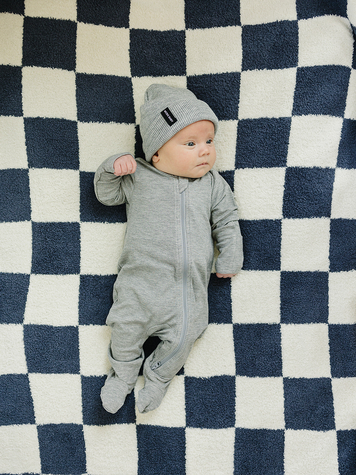 DS- Navy Checkered Plush Blanket