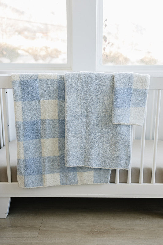 DS- Light Blue Plaid Plush Blanket