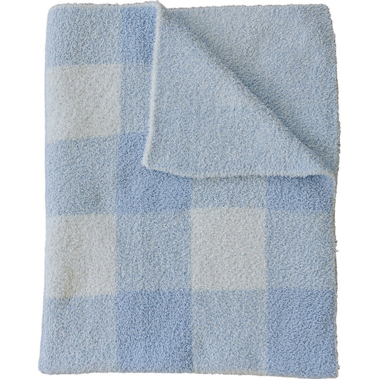 DS- Light Blue Plaid Plush Blanket