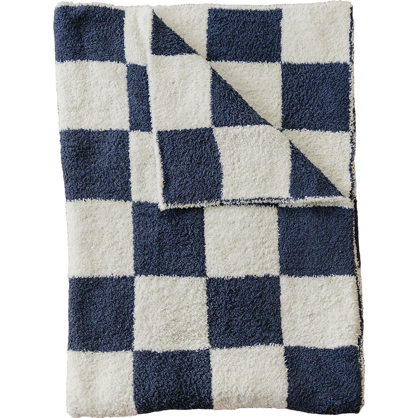DS- Navy Checkered Plush Blanket