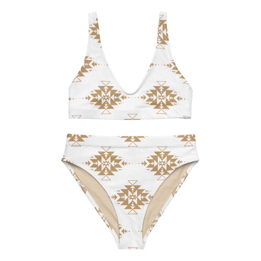 Gold Aztec high-waisted bikini -DS