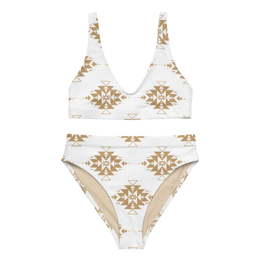 Gold Aztec high-waisted bikini -DS