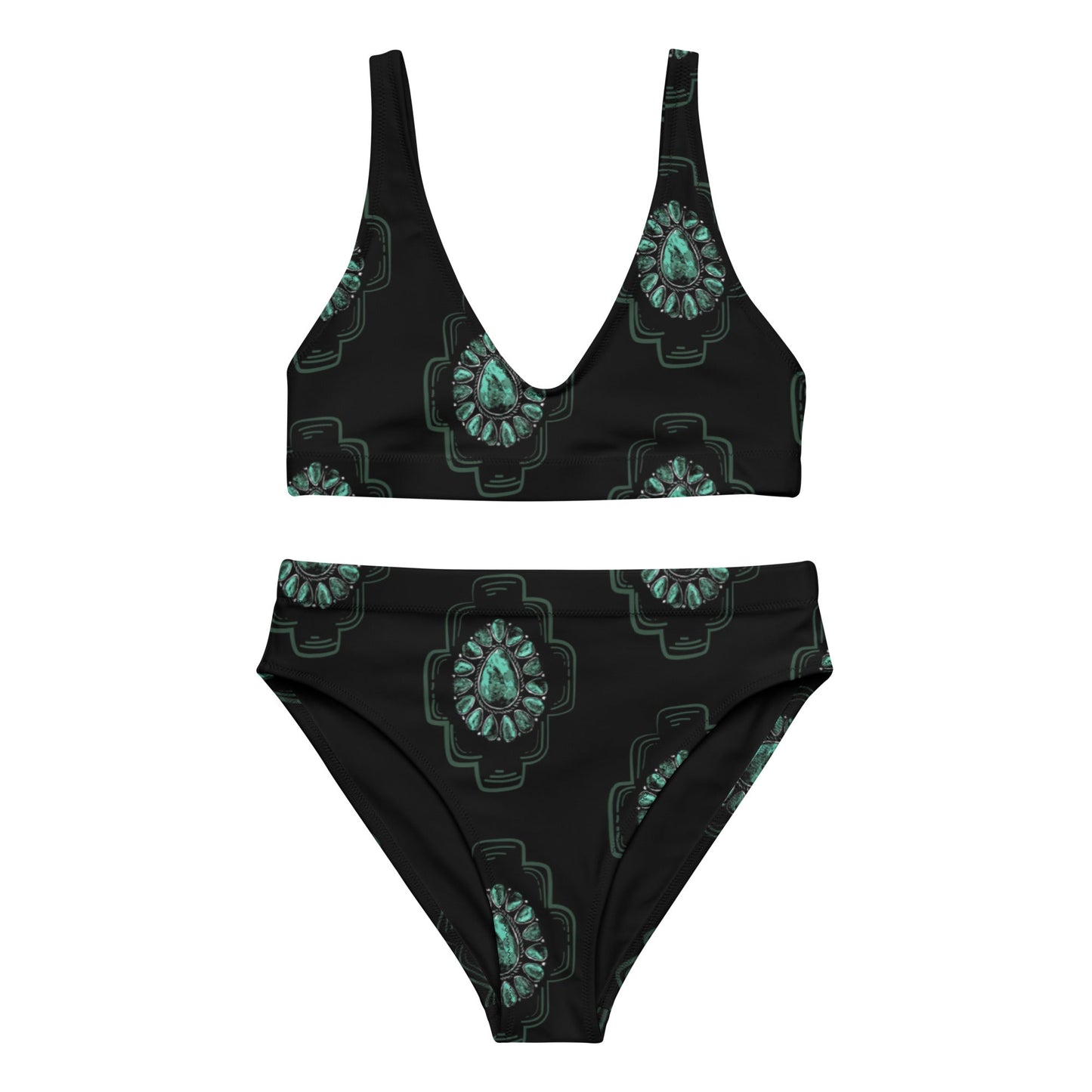 Turquoise Night high-waisted bikini -DS