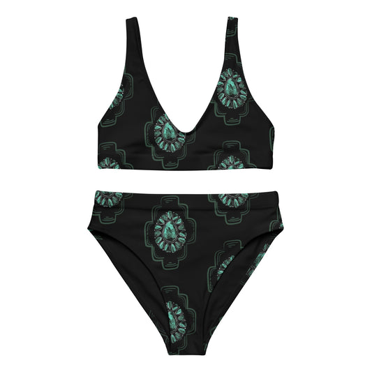 Turquoise Night high-waisted bikini -DS
