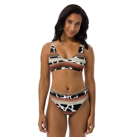 Brown Serape Cowprint high-waisted bikini -DS