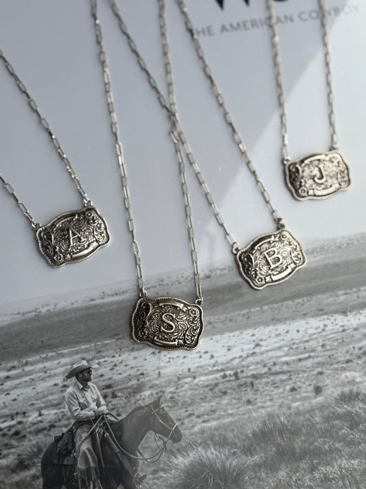 Belt Buckle Initial Necklace -DS