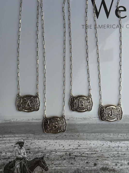 Belt Buckle Initial Necklace -DS
