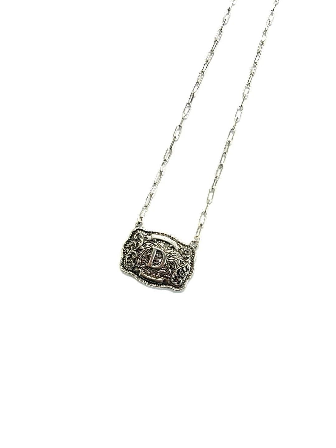 Belt Buckle Initial Necklace -DS