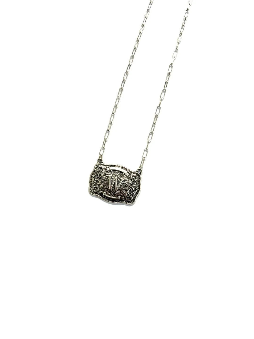 Belt Buckle Initial Necklace -DS
