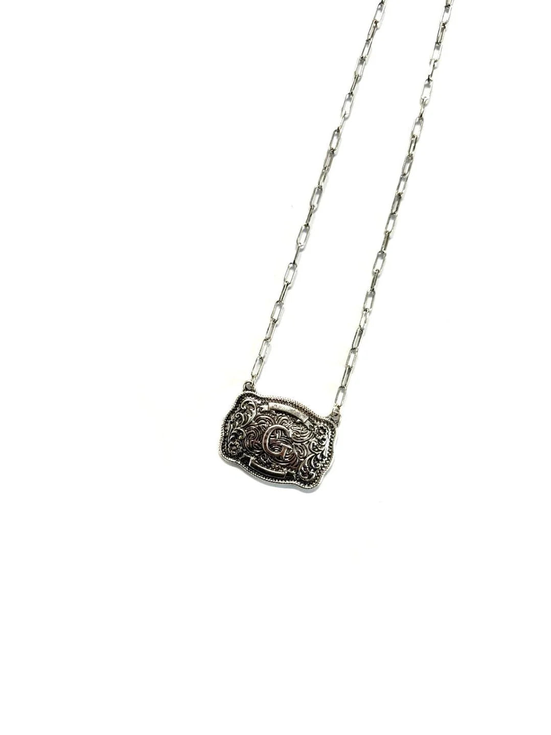 Belt Buckle Initial Necklace -DS